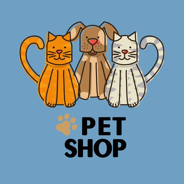 Mascotte con animali negozio set icone — Vettoriale Stock