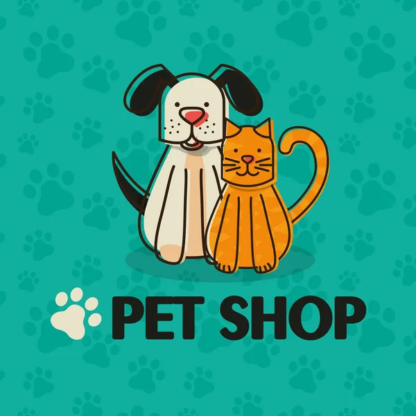 Mascotas con los iconos de la tienda de mascotas conjunto — Archivo Imágenes Vectoriales