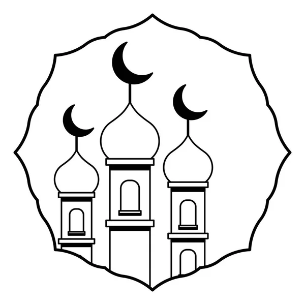 Ramadan kareem lamp with moon hanging vector illustratio — Stock Vector