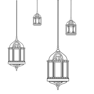 ay asılı vektör illustratio ile ramazan kareem lamba