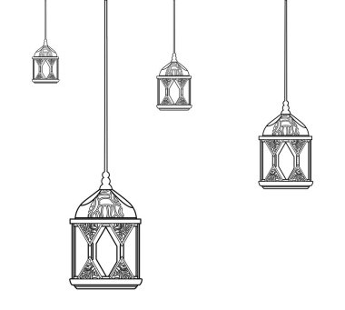 ay asılı vektör illustratio ile ramazan kareem lamba