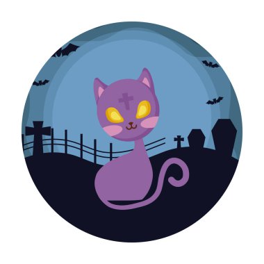 mezarlık üzerinde cadılar bayramı kedi