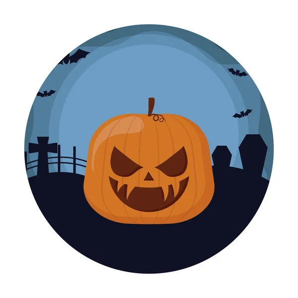Calabaza de halloween diseño icono tradicional — Vector de stock