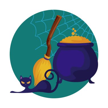 kazan ve simgeler halloween tasarım