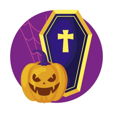 tabut ürkütücü ve kabak halloween tasarım