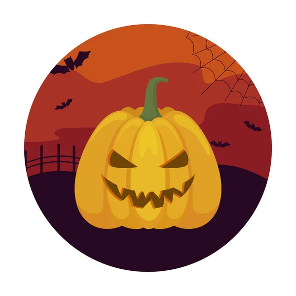 Diseño de calabaza sobre la escena de Halloween — Vector de stock
