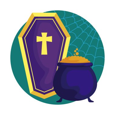 tabut ürkütücü ve kazan halloween tasarım