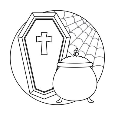 tabut ürkütücü ve kazan halloween tasarım