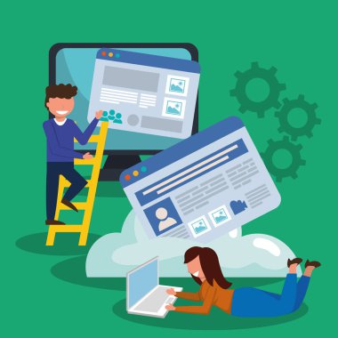 Veritabanı dijital tasarım. vektör illüstrasyon