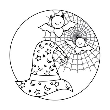 yarasa halloween tasarım lı büyücü şapkası