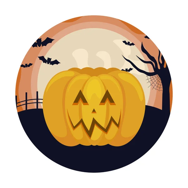 Conception de citrouille sur scène d'Halloween — Image vectorielle