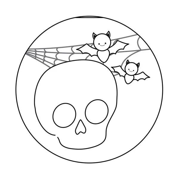 Yarasalar halloween tasarımı ile kafatası ölü — Stok Vektör