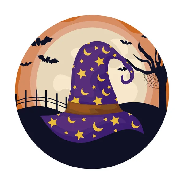 Mago sopra Halloween disegno di sfondo — Vettoriale Stock