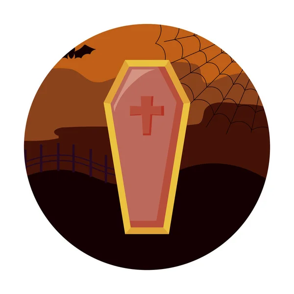 Ataúd espeluznante diseño icono de Halloween — Vector de stock
