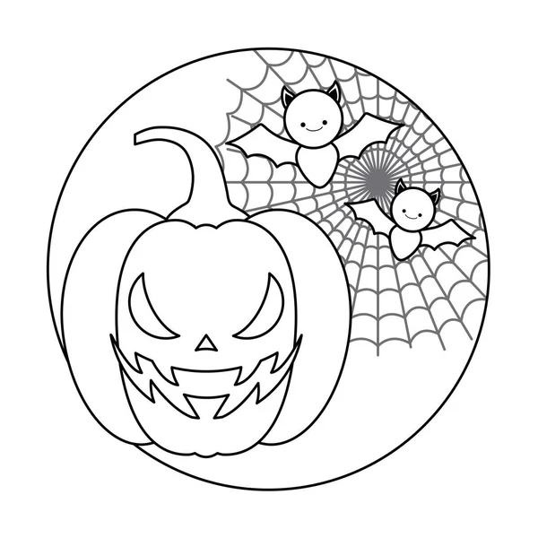 Citrouille halloween traditionnelle avec design chauve-souris — Image vectorielle