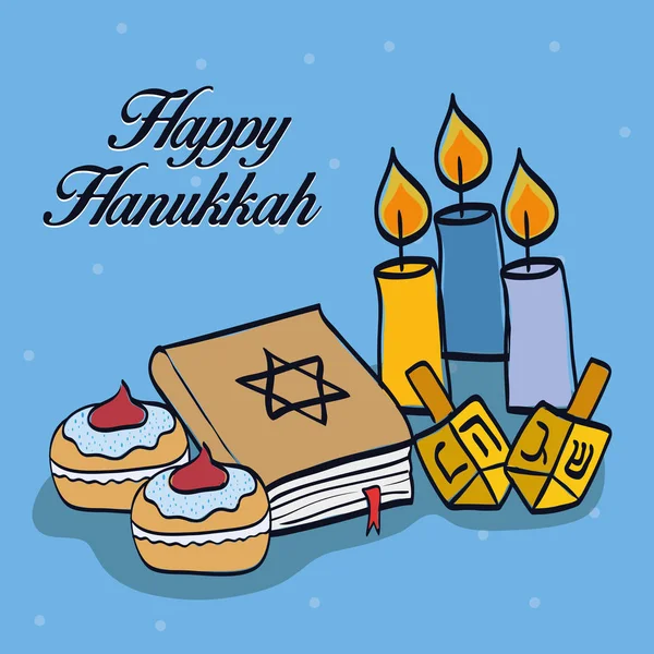Happy hanukkah celebration icons design — Stock Vector