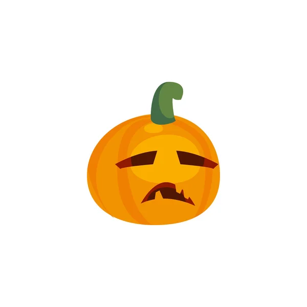 Halloweenská dýně se strachem obličejem na bílém pozadí — Stockový vektor