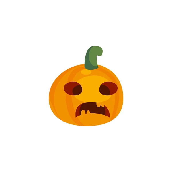 Calabaza de Halloween con cara de miedo sobre fondo blanco — Archivo Imágenes Vectoriales