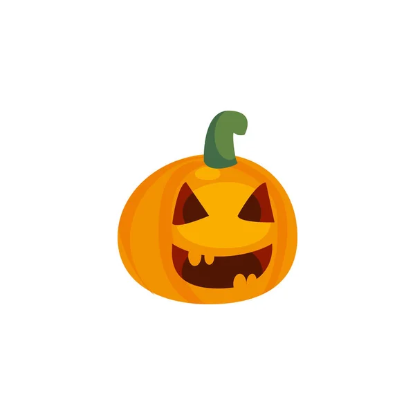 Citrouille halloween avec visage de peur sur fond blanc — Image vectorielle