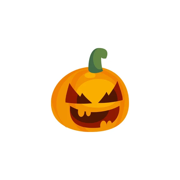 Citrouille halloween avec visage de peur sur fond blanc — Image vectorielle