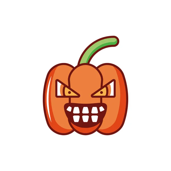 Halloweenská dýně se strachem obličejem na bílém pozadí — Stockový vektor