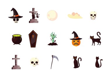 set simgeleri ile paket cadılar bayramı