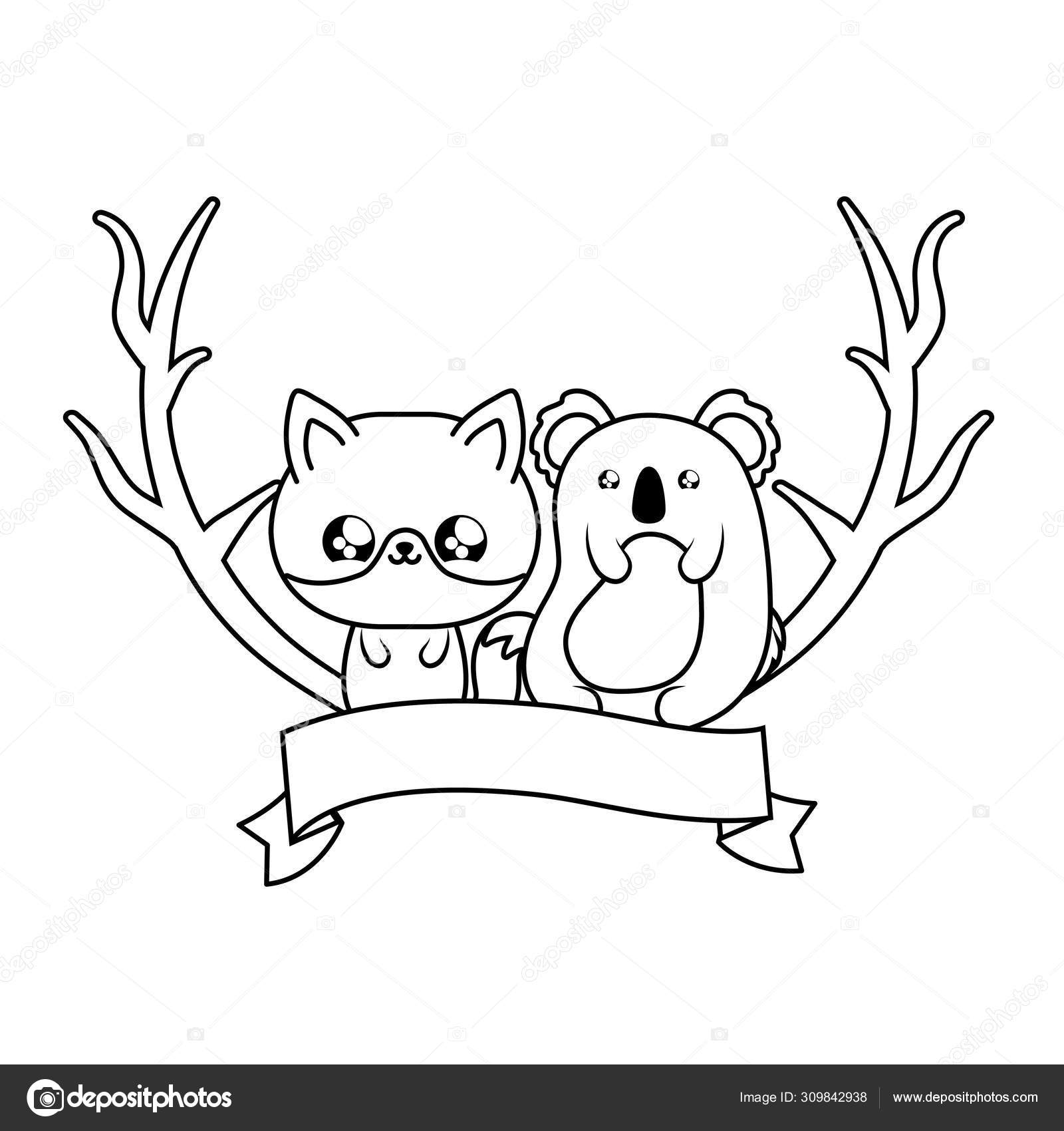Cute Fox With Koala Baby Animals Kawaii Vector Image By C Djv Vector Stock Cute Fox With Koala Baby Animals Kawaii Vector Image By C Djv Vector Stock