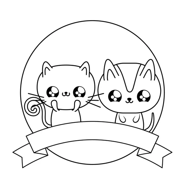 Niedlichen Katzen Baby Tiere kawaii — Stockvektor