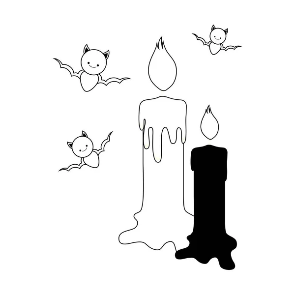 Silhouette de bougies sur fond blanc — Image vectorielle