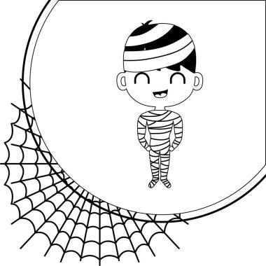 mumya kılığında sevimli çocuk silueti