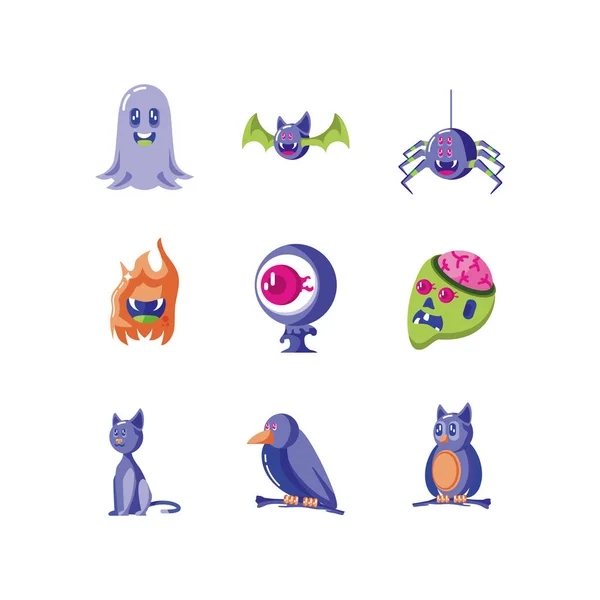 Bundel Halloween met set icons — Stockvector