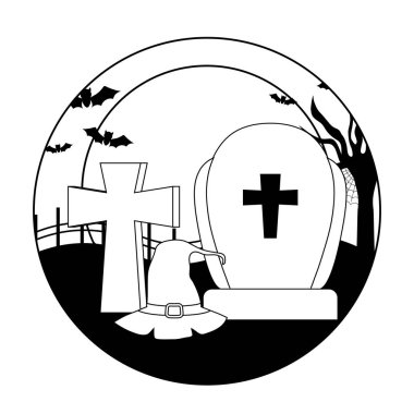 sahne cadılar bayramı mezarlık mezar taşı