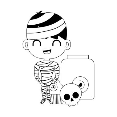 simgeler cadılar bayramı ile bir mumya kılığında çocuk