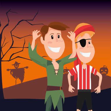 mezarlık sahnesinde kılık değiştirmiş sevimli çocuklar