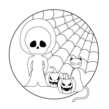 simgeler cadılar bayramı ile ölü bir kafatası kılığında çocuk