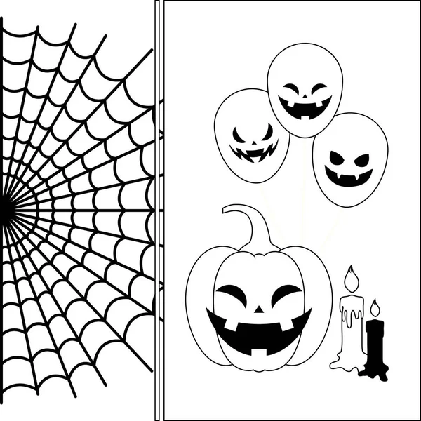 Citrouille avec icônes Halloween sur fond blanc — Image vectorielle