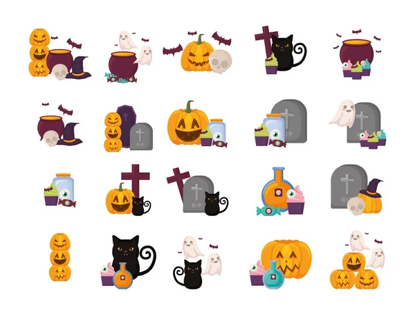 Bundle Halloween con icone set — Vettoriale Stock