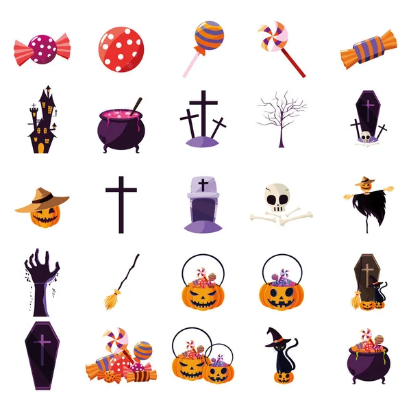Bundle Halloween con icone set — Vettoriale Stock