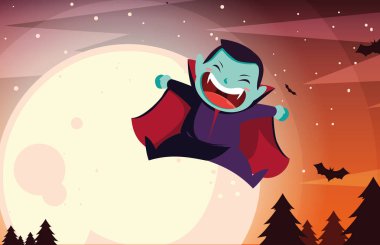 cadılar bayramı sahnesinde vampir kılığında sevimli çocuk