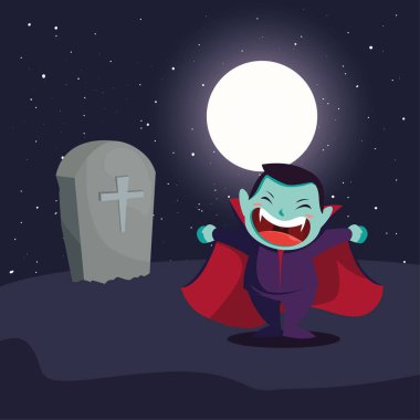 cadılar bayramı sahnesinde vampir kılığında sevimli çocuk