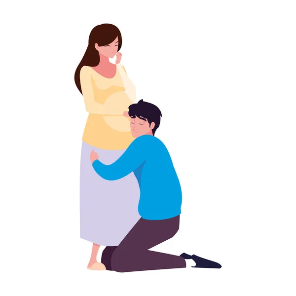 Ізольована вагітна жінка і дизайн чоловіка — стоковий вектор
