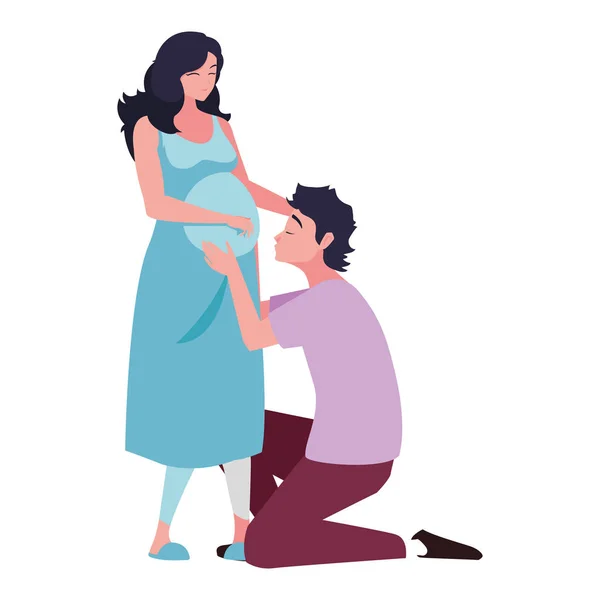 Απομονωμένη έγκυος γυναίκα και τον άνθρωπο σχεδιασμό — Διανυσματικό Αρχείο