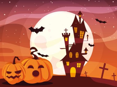 İzole cadılar bayramı kale vektör tasarımı