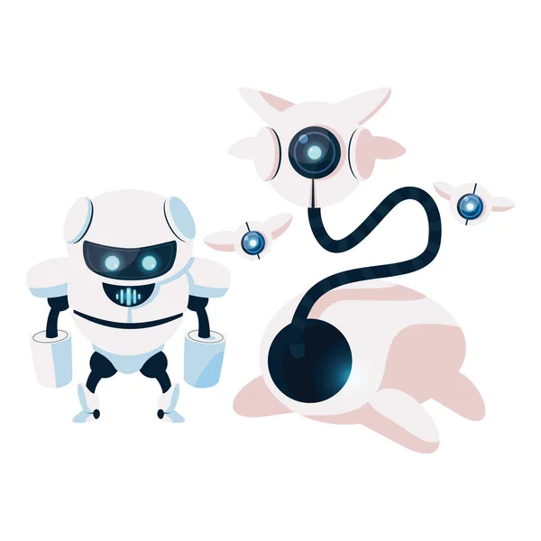 Technologie robots dessins animés conception vectorielle — Image vectorielle