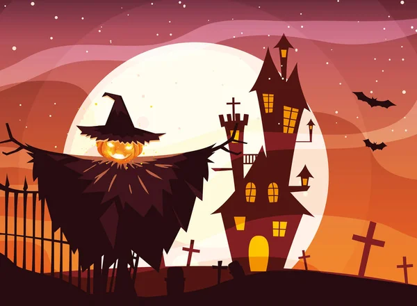 Cadılar Bayramı korkuluk vektör tasarım simgesi — Stok Vektör