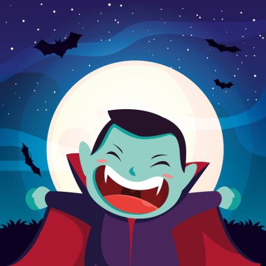 Cadılar Bayramı kostümlü çocuk vektör tasarımı