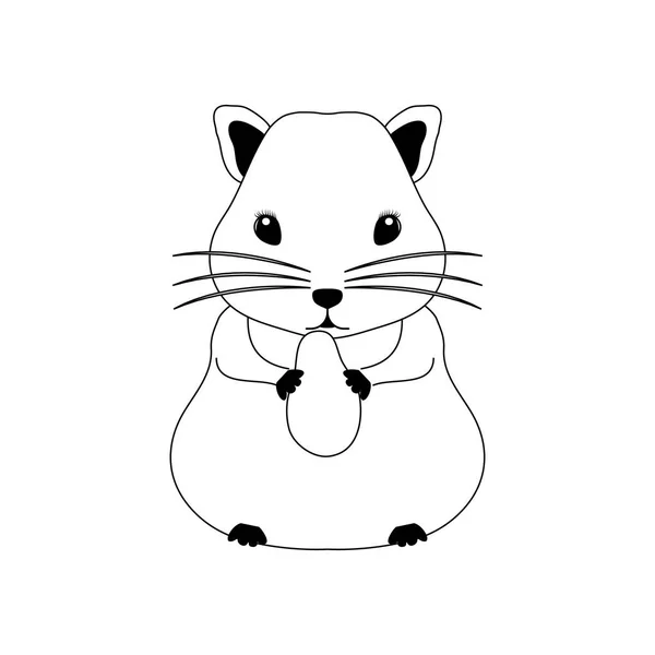 Silhouette eines kleinen Hamsters auf weißem Hintergrund — Stockvektor