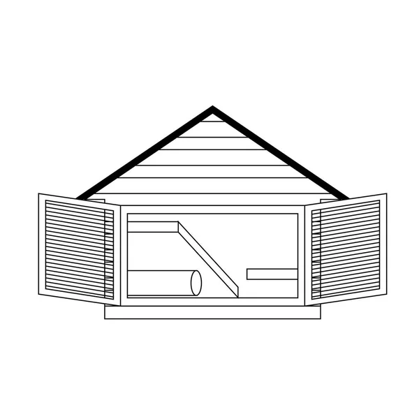 Silhouette de mignon hamster cage sur fond blanc — Image vectorielle