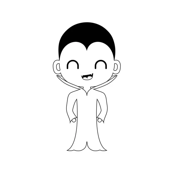Niedlicher Junge verkleidet als Vampir auf weißem Hintergrund — Stockvektor