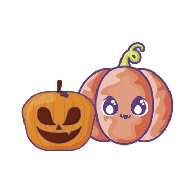 Beyaz arkaplanda Cadılar Bayramı balkabakları